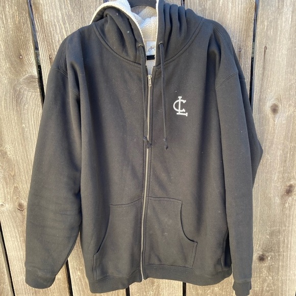 Men's Clifford Lenox Julian Smith Black Logo Full-Zip Hoodie L Lined Gym Active - Picture 1 of 13